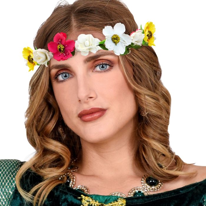 Flower tiara with yellow ribbon