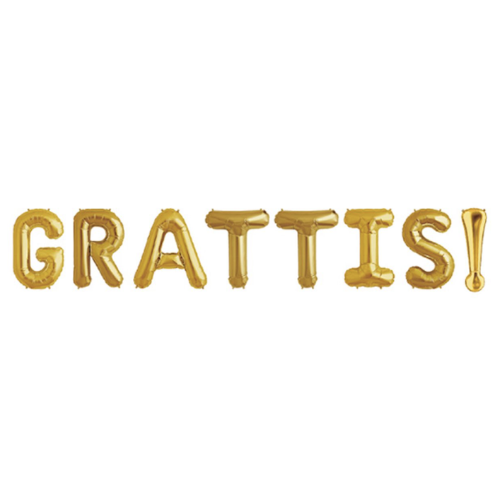 "GRATTIS!" Foil Balloons in Gold - 40 cm