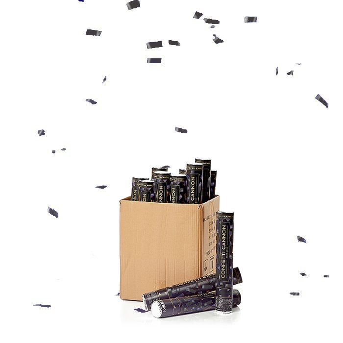 Black confetti tube 40 cm PartyVikings 50x - Metallic Rectangular