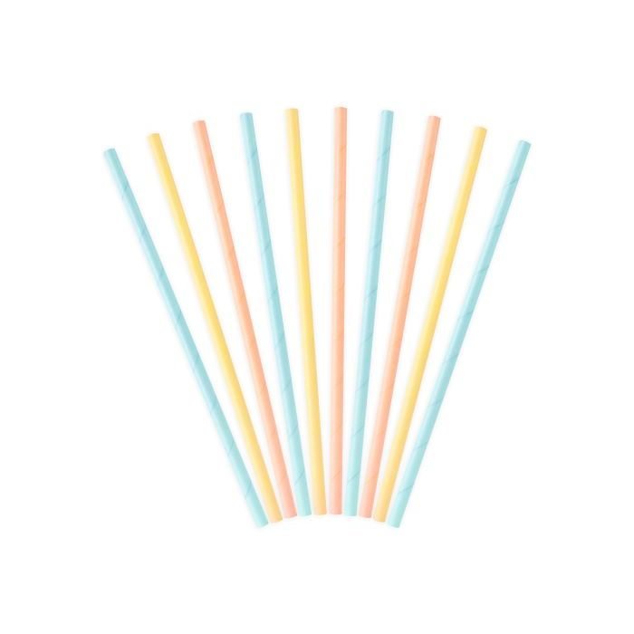 Pastel-coloured paper straws 10x - 19.5 cm