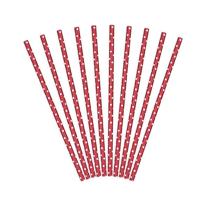 Polka-dotted straws 10x - Paper