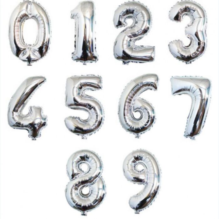 Silver Number Balloons - 86 cm