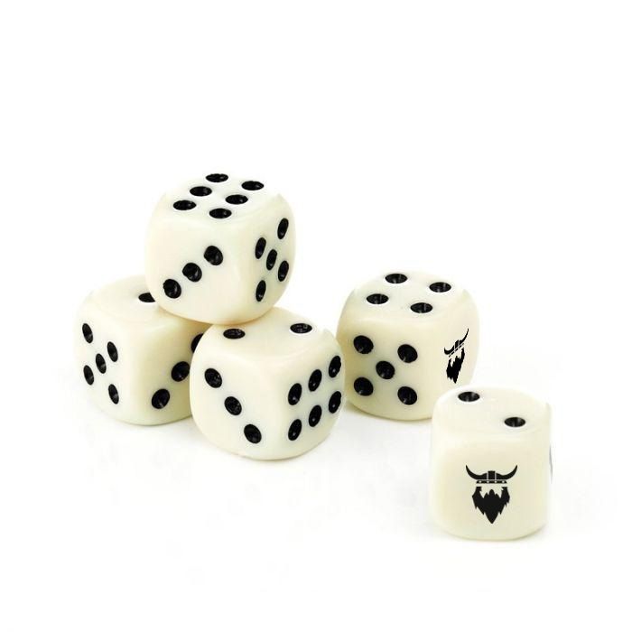 Terninger 16 mm hvid PartyVikings 100x