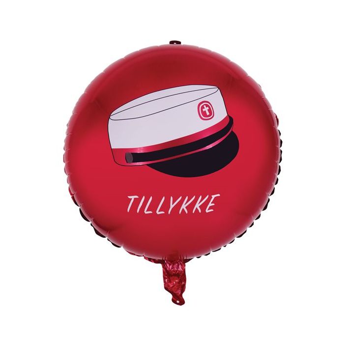 Rød Hue Tillykke Folieballon - 45 cm