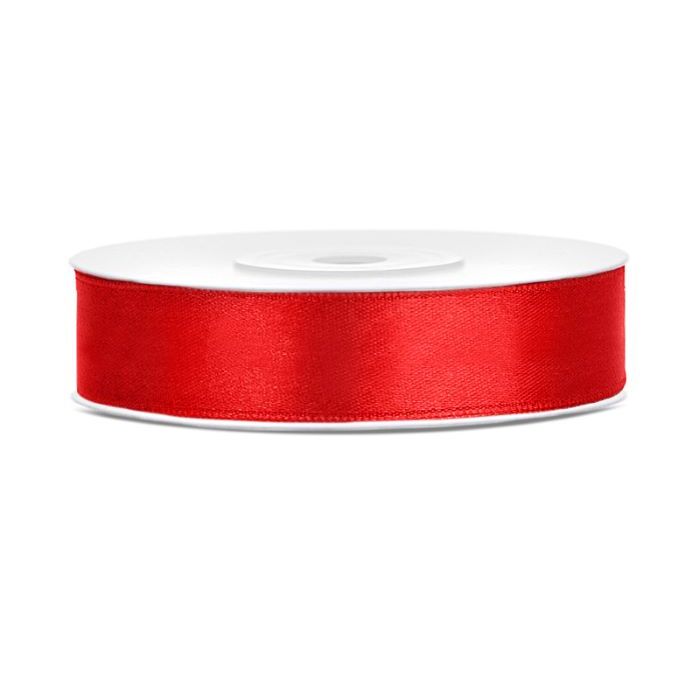 Red Satin Ribbon - 12 mm x 25 m