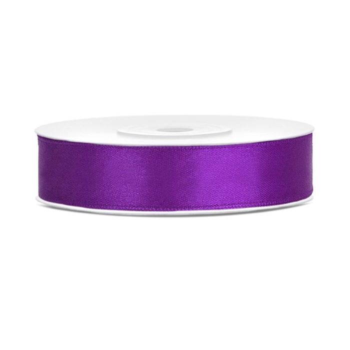 Purple satin ribbon - 12 mm x 25 m