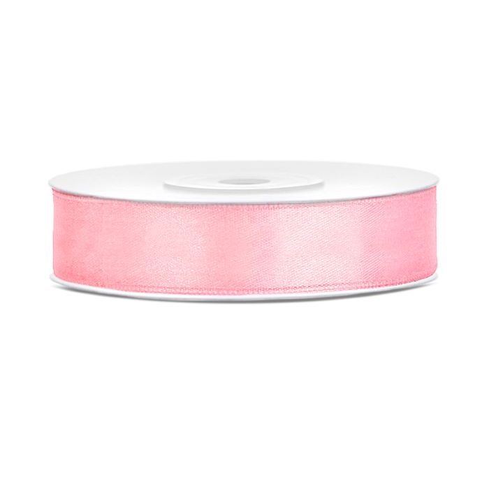 Pink satin ribbon - 12 mm x 25 m