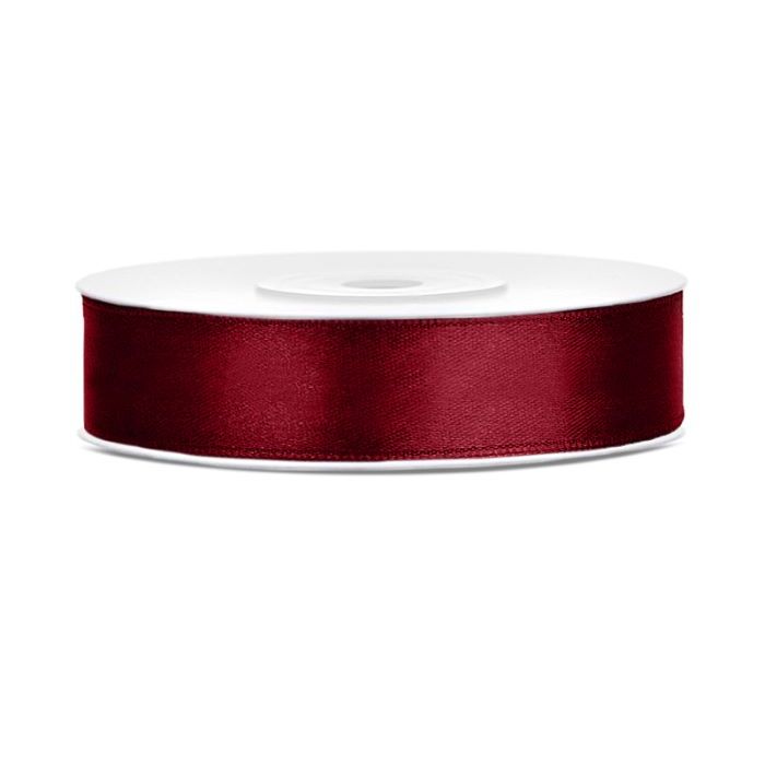Dark Red Satin Ribbon - 12 mm x 25 m