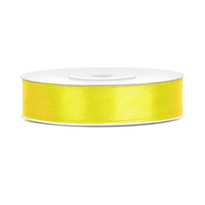 Yellow satin ribbon - 12 mm x 25 m