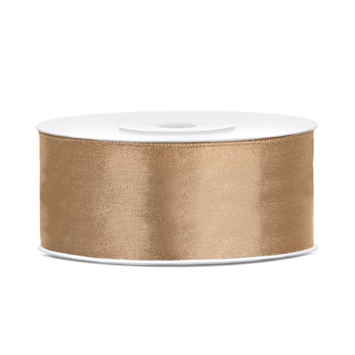 Light gold satin ribbon - 25 mm x 25 m