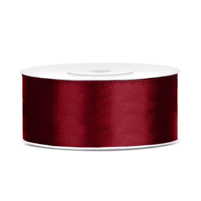 Dark Red Satin Ribbon - 25 mm x 25 m