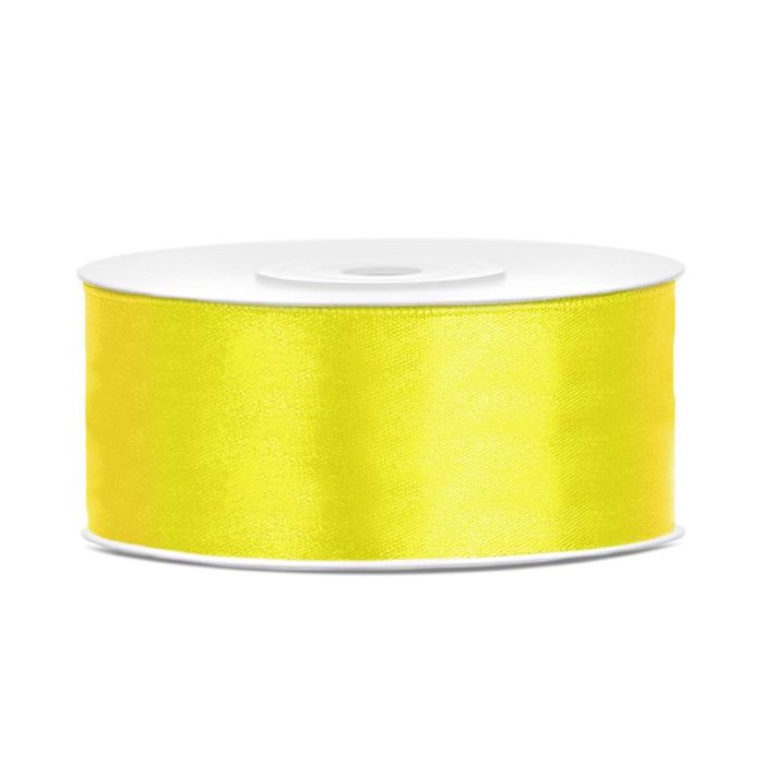 Yellow satin ribbon - 25 mm x 25 m