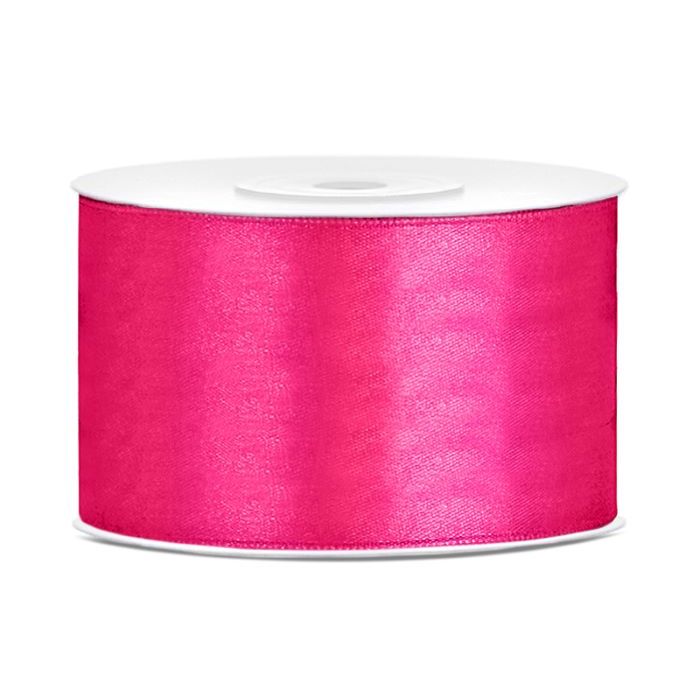 Dark pink satin ribbon - 38 mm x 25 m