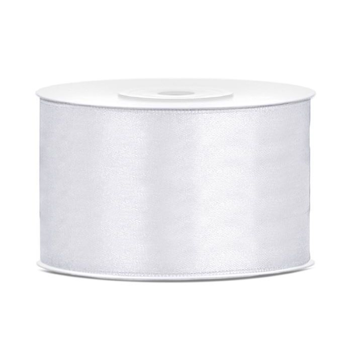 White satin ribbon - 38 mm x 25 m