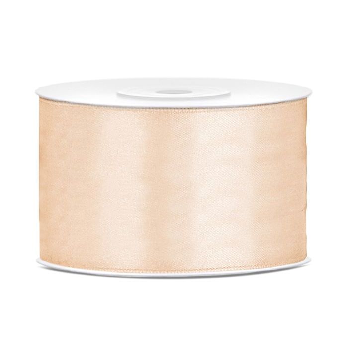 Cream coloured satin ribbon - 38 mm x 25 m