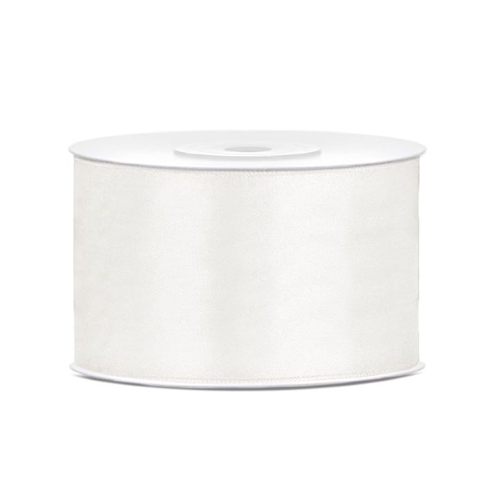 Light cream white satin ribbon - 38 mm x 25 m