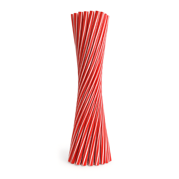 Rød sugerør genanvendelige plast ø6mm 50x - 22 cm