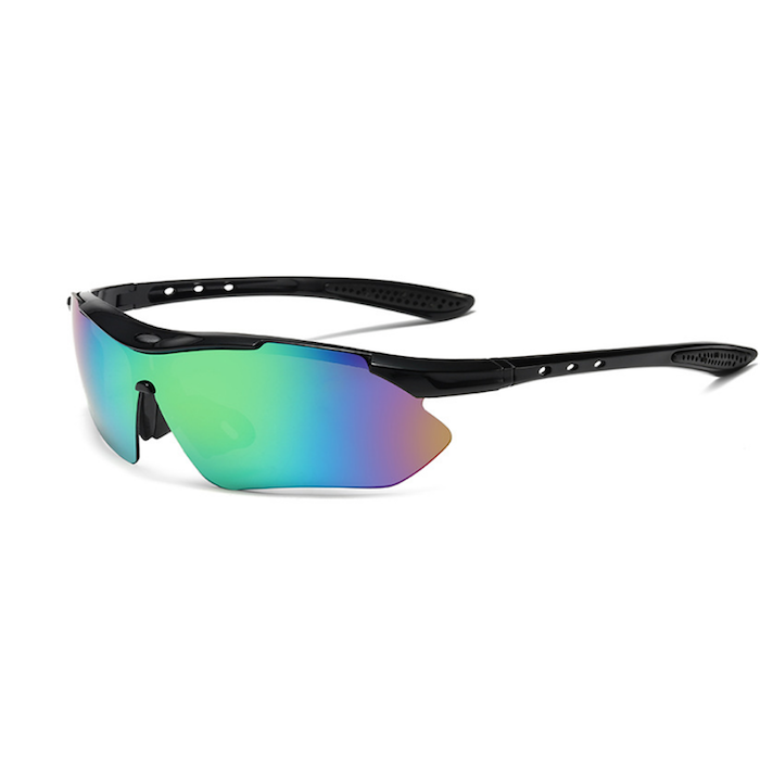 Fashion Løbebrille I Sort Med Blå Spejlrefleks