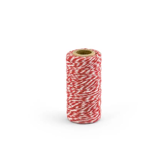 Red striped cotton cord 50 m