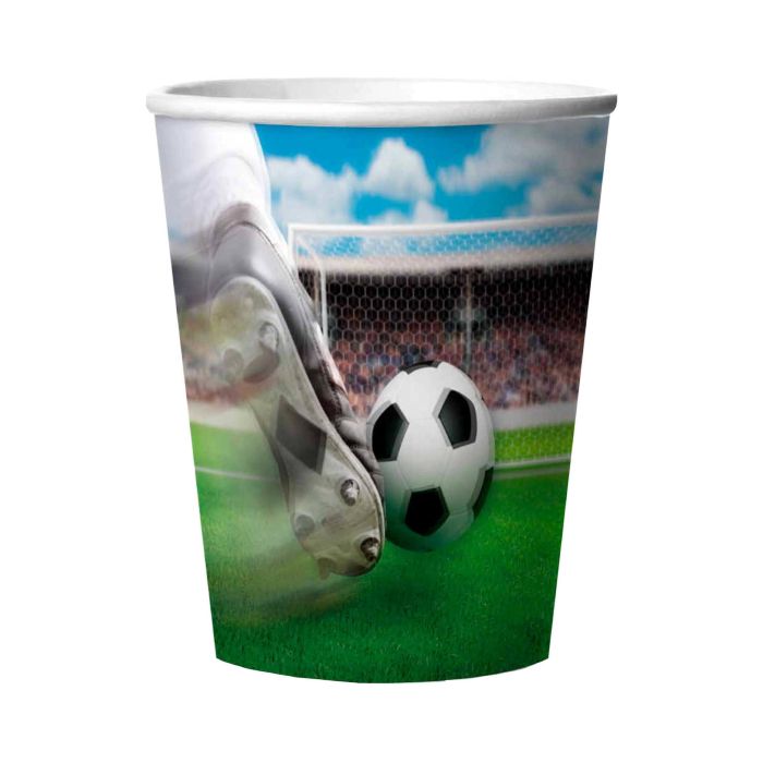 Football paper cups 3D 4x - 266 ml