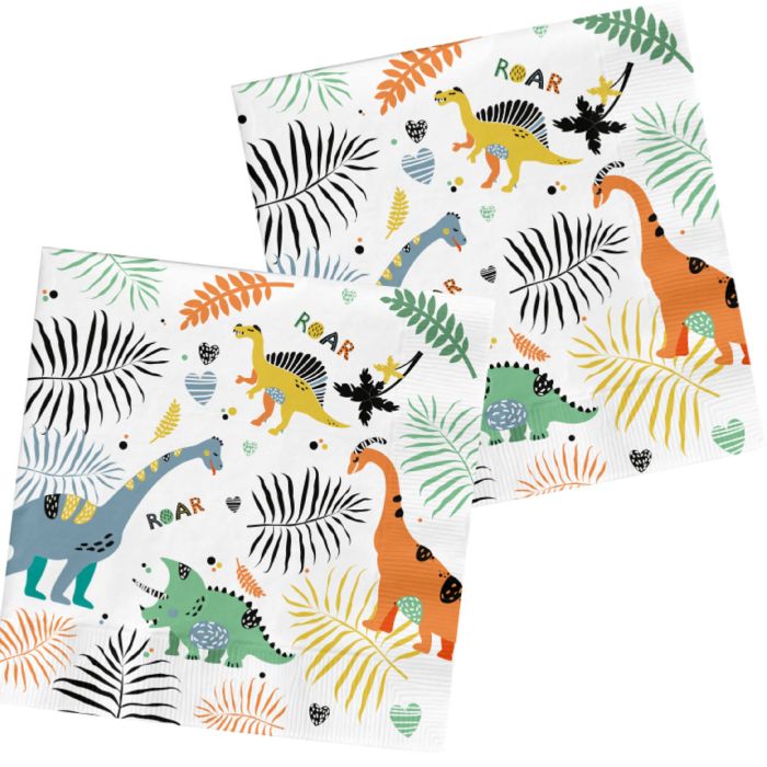 Dinosaur-themed napkins 20x - 33x33 cm