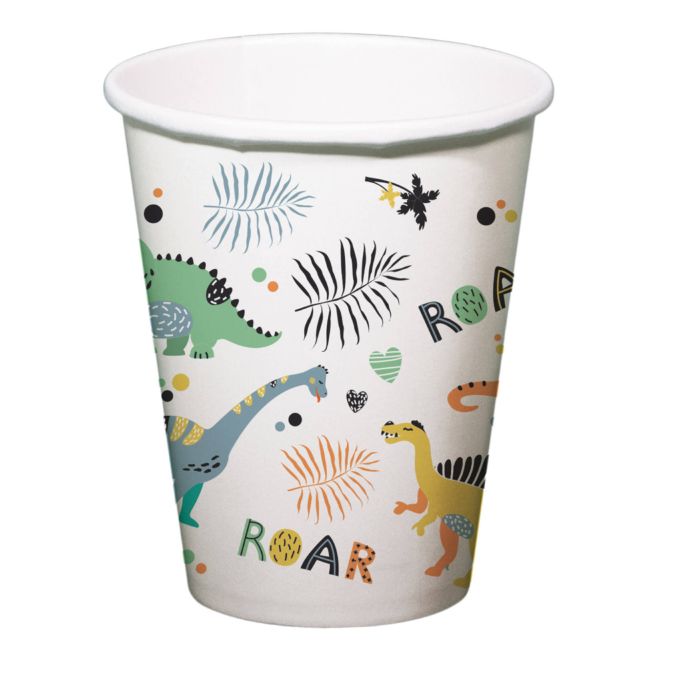Paper cups with dinosaur designs 6x - 250 ml