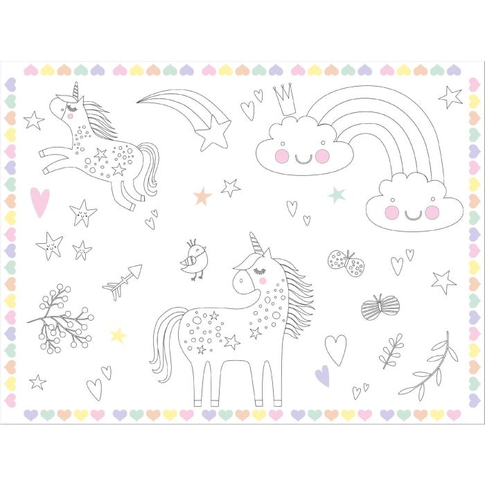 Paint your own place mats with unicorn designs 6x - 40x30 cm