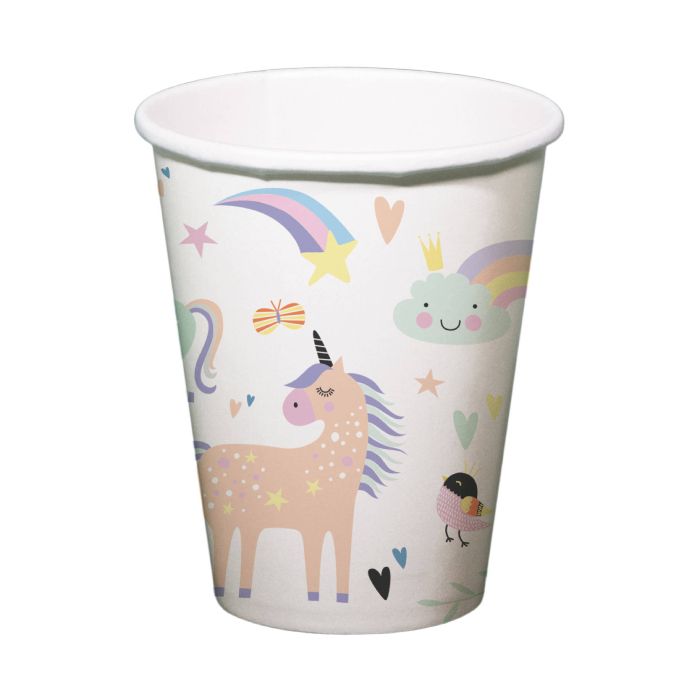 Paper cups with unicorn motifs 6x - 250 ml