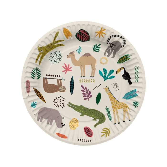 Zoo-themed paper plates 8x - 23 cm