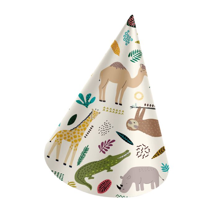 Zoo-themed party hats 6x - 16.5 cm