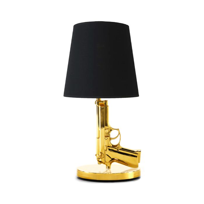 Pistol bordlampe guld 23,5x46 cm