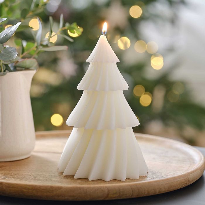 Christmas tree candle white 15x9 cm