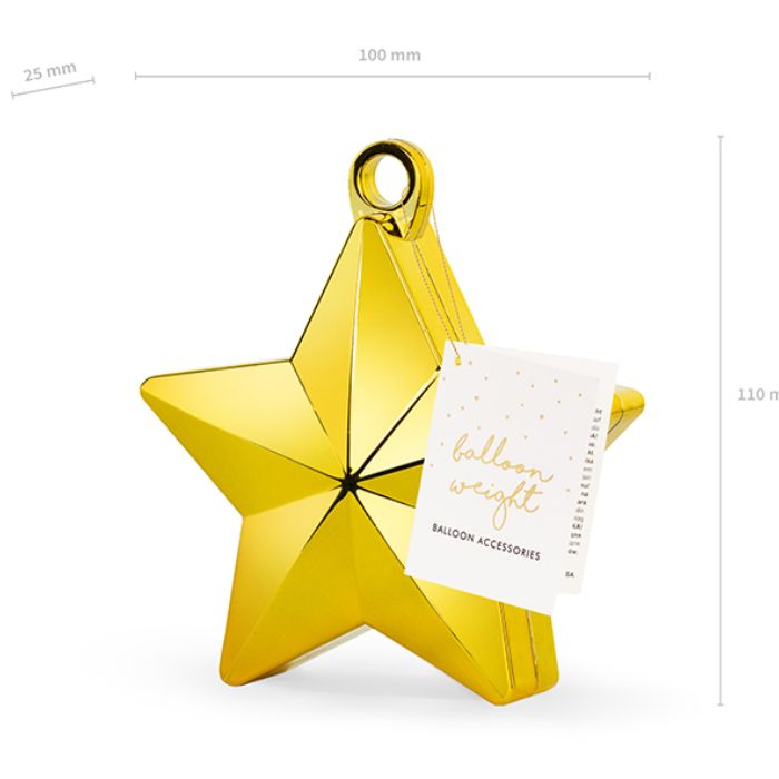 Star-shaped gold balloon weight 10x11 cm
