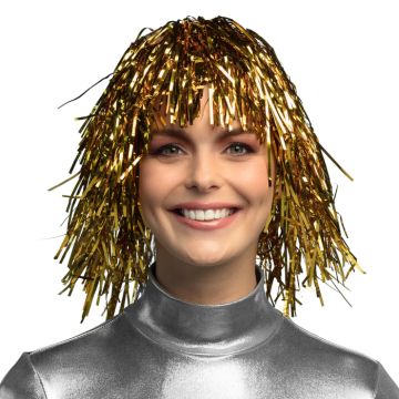 Gold glitter wig