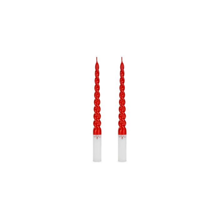 Santa twisted candles red 2x - 25 cm