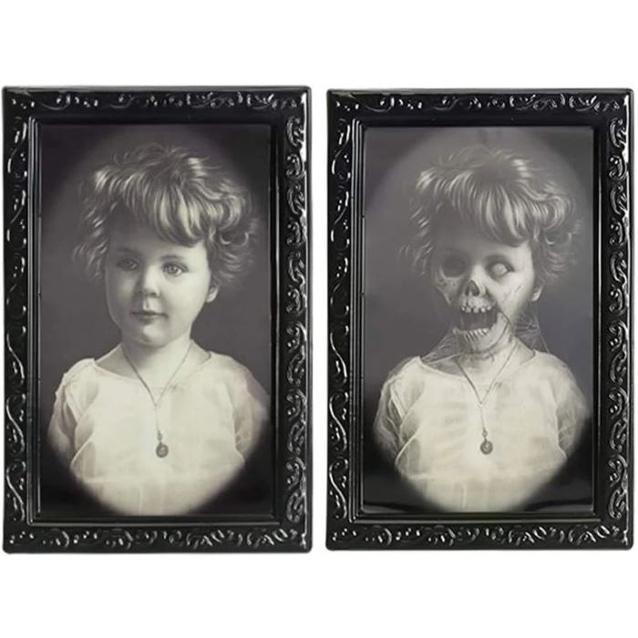 Spooky 3D Halloween portrait with changing image 38x25 cm - Baby girl portrait