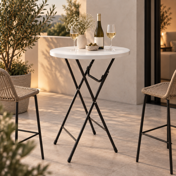 Sturdy white bar table - Ø80 cm