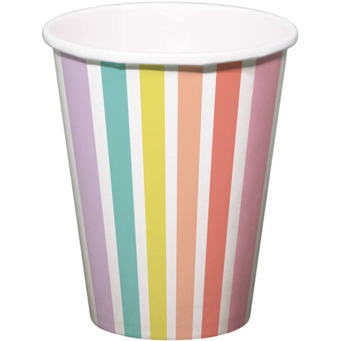 Paper Cups with Pastel-Coloured Stripes 6x - 250 ml