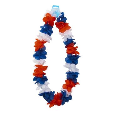 Hawaii Lei Necklace White, Red and Blue - 105 cm