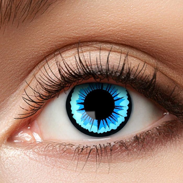 Blue and white angel contact lenses