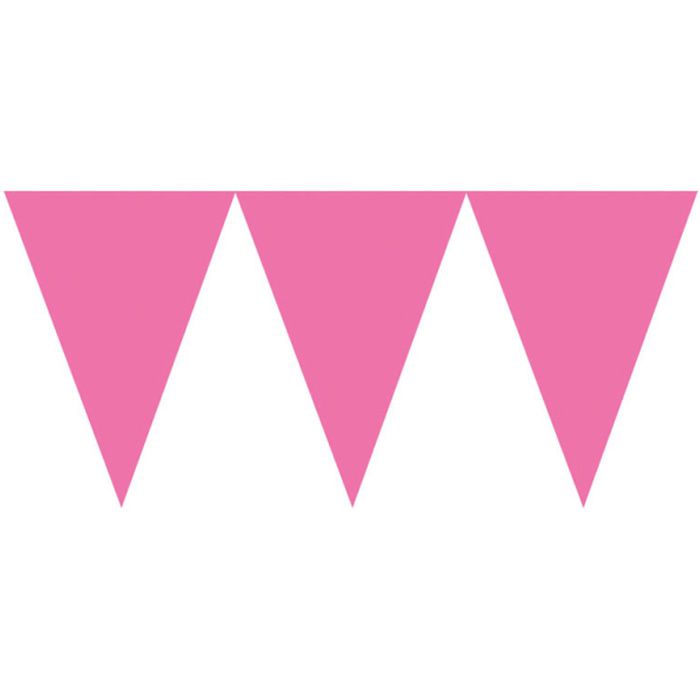 Pink Plastic Flag Garland - 4.5 meters