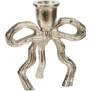 Silver candlestick with bow design 11x7x12 cm