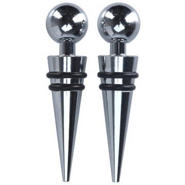 Wine Stoppers chrome metal 2x