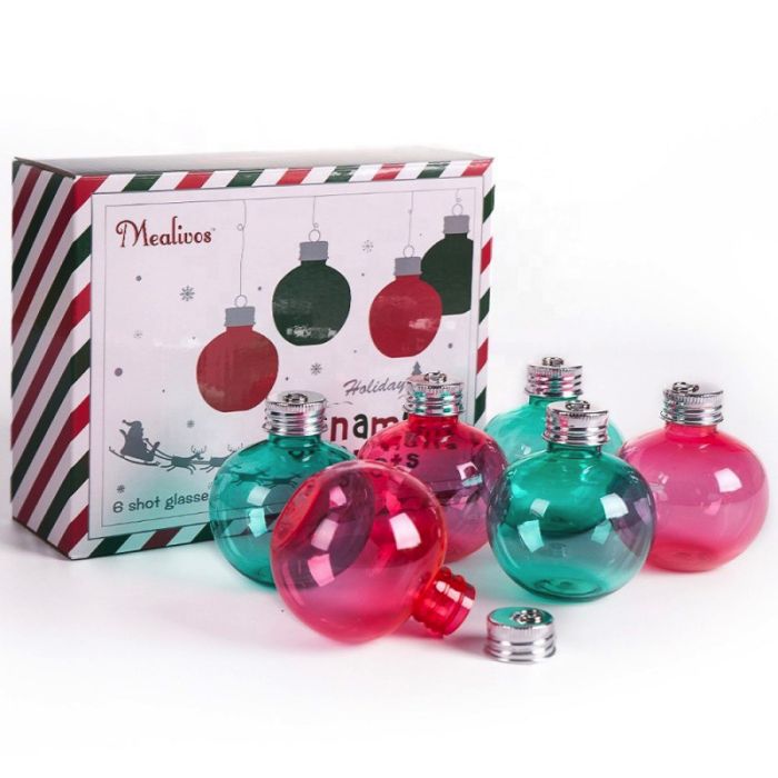 Red and Green Christmas Baubles 6x
