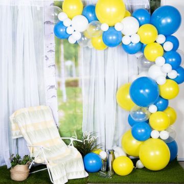 Blue and Yellow Balloon Arch Incl. 85 Balloons - 5 meters