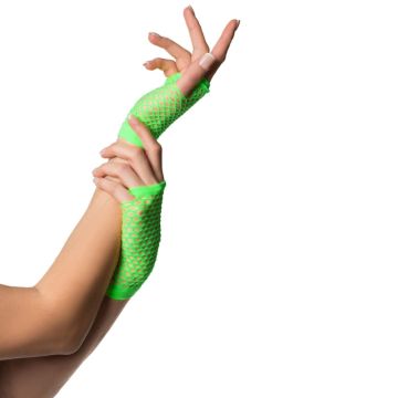 Short fingerless gloves one-size for women neon green