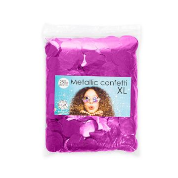 Round metallic dark pink confetti - 250 grams
