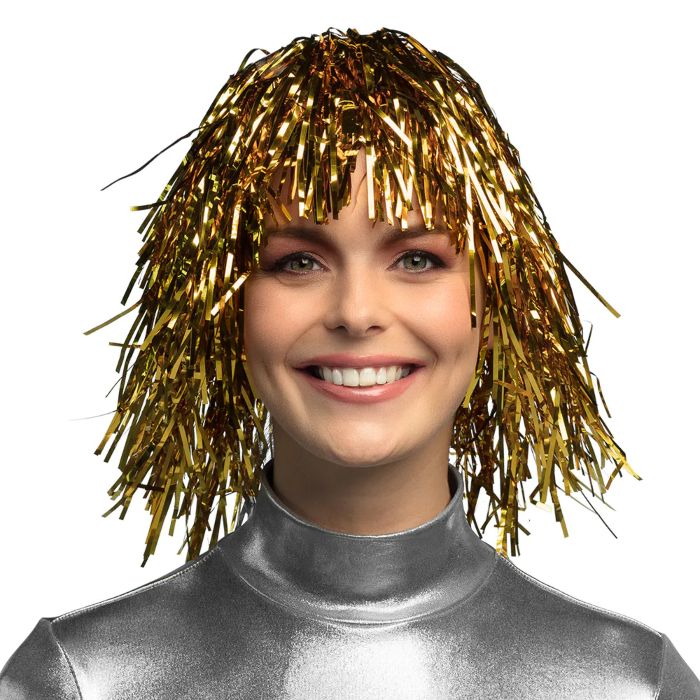Gold glitter wig