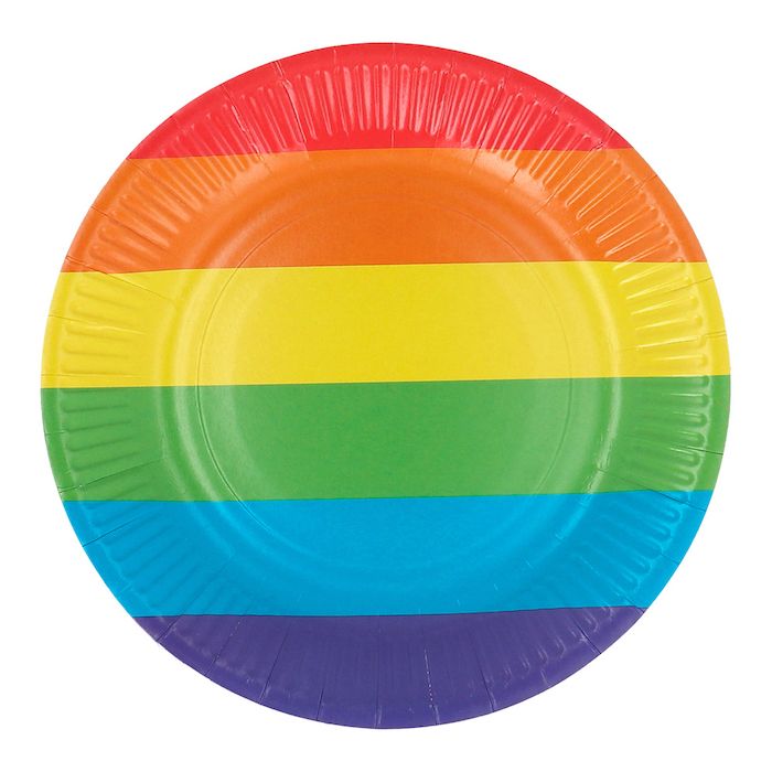 Rainbow Coloured Paper Plates 8x - 23 cm