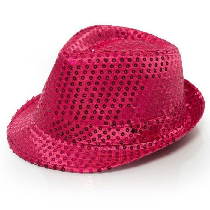 Hot pink fedora with glitter - one size